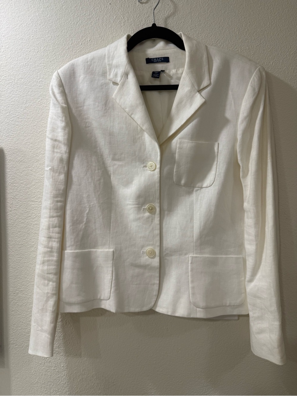 Chaps Women's Cream-Look Linen Blend Single-Breasted Blazer
